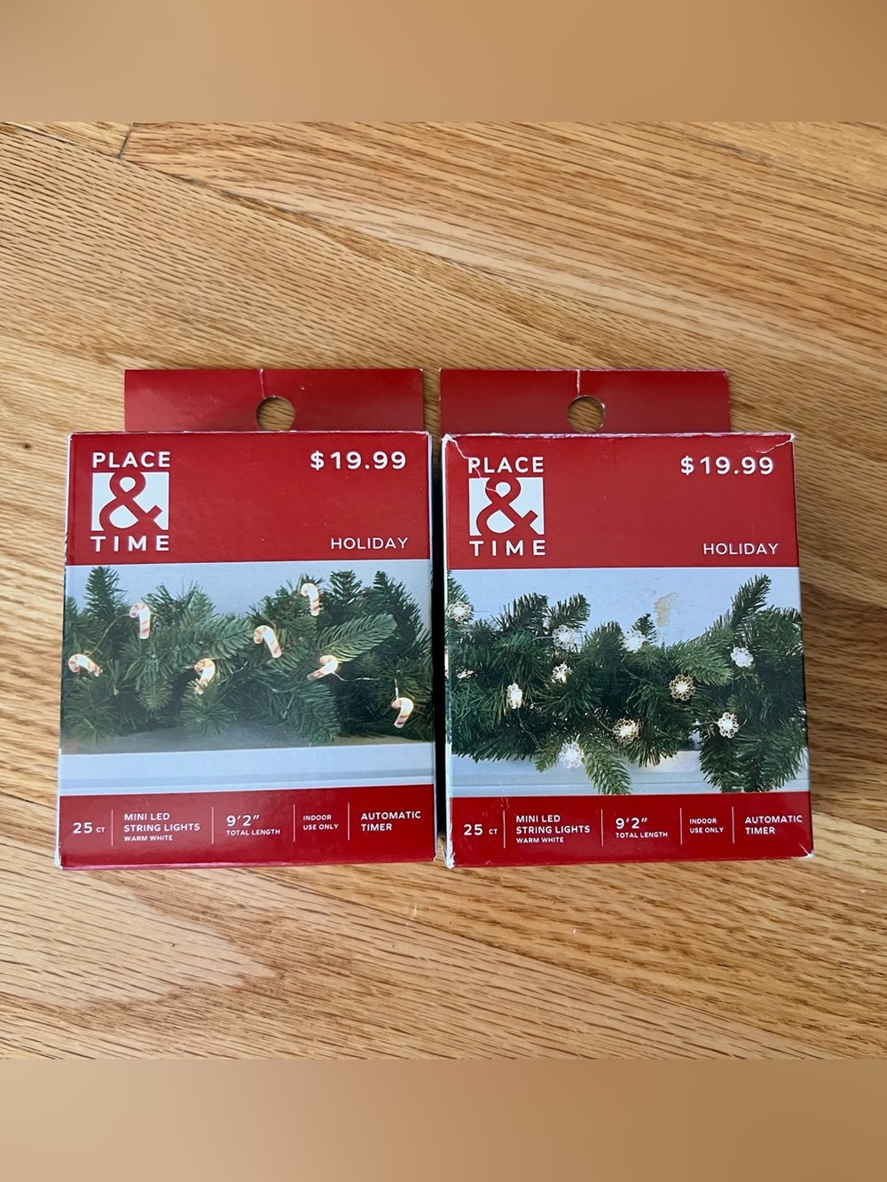 2 Sets Place & Time Holiday Mini LED Lights – Candy Cane & Snowflake